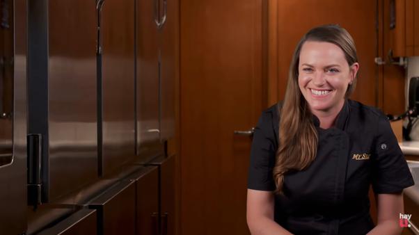 Rachel Hargrove talks to the camera in a confessional for Below Deck