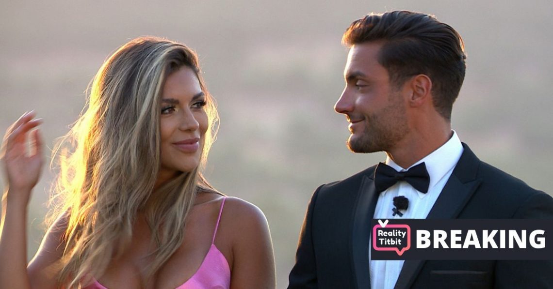 Ekin-Su and Davide stand next to each other and sneak a glance ahead of the Love Island finale