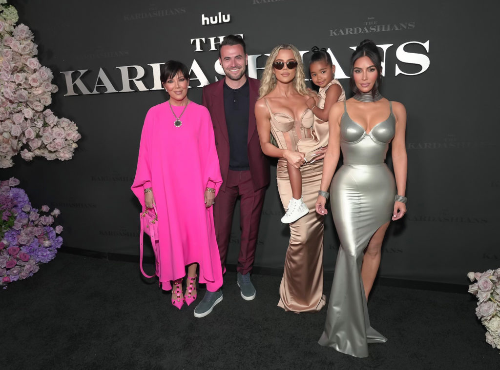 Kris Jenner, Ben Winston, Khloé Kardashian, True Thompson, and Kim Kardashian attend Los Angeles Premiere Of Hulu's New Show "The Kardashians"