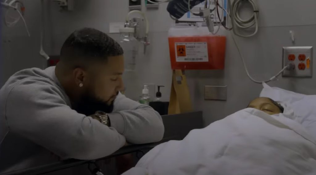 Zach sits at Cheyenne's bedside after her surgery in Teen Mom: The Next Chapter