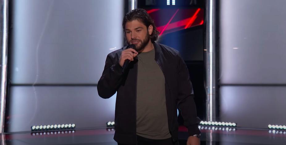 Orlando Mendez on stage during his Blind Audition on The Voice 2022
