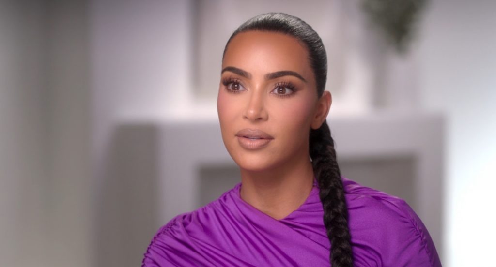 Kim Kardashian talking in The Kardashians confessional