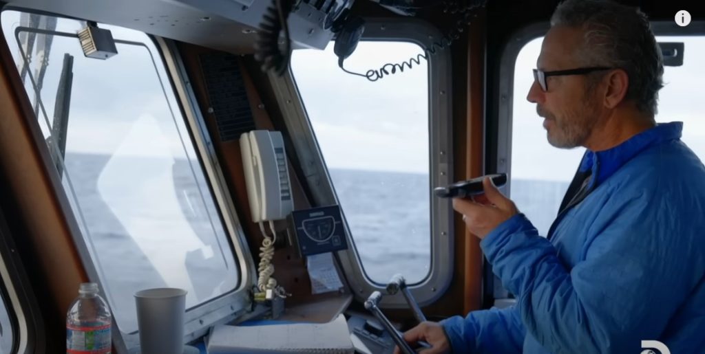 Rip Carlton talks on the phone on board the Patricia Lee on Deadliest Catch