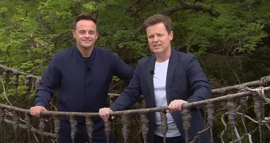 Ant and Dec standing on bridge in I'm A Celeb jungle