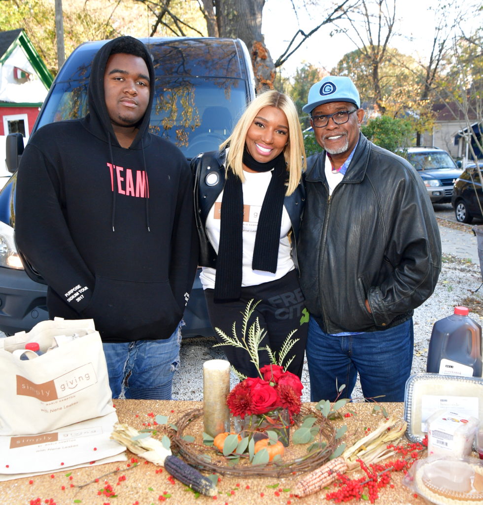 Brentt, Nene and Gregg Leakes attend Thanksgiving Meal Giveaway With Nene and Marlo