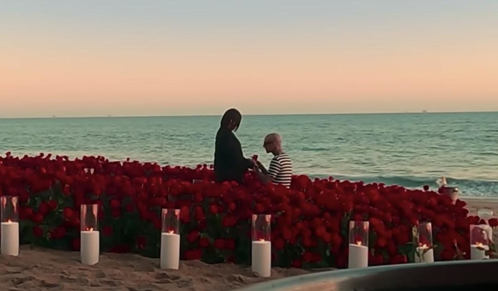 Travis Barker proposes to Kourtney Kardashian on a beach in Montecito, California