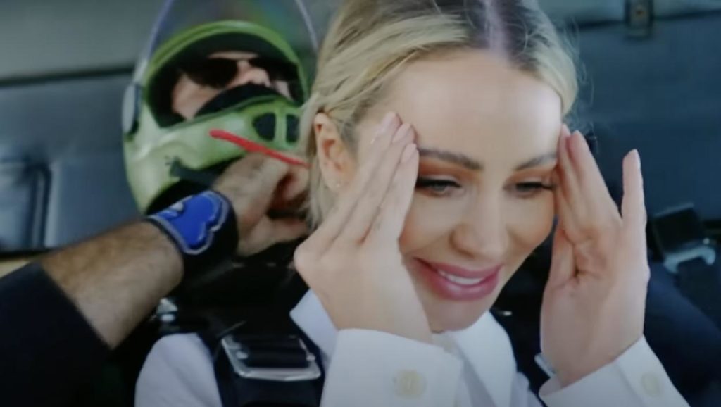 Olivia Attwood jumps out of a helicopter