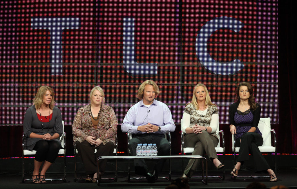 TV personalities Meri Brwon, Janelle Brown, Kody Brown, Christine Brown and Robyn Brown speak duinrg the "Sister Wives" panel during the Discovery ...