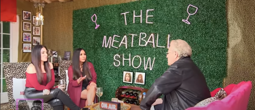 Nicole 'Snooki' Polizzi and Deena Cortese sit opposite Jerry Springer on The Meatball Show