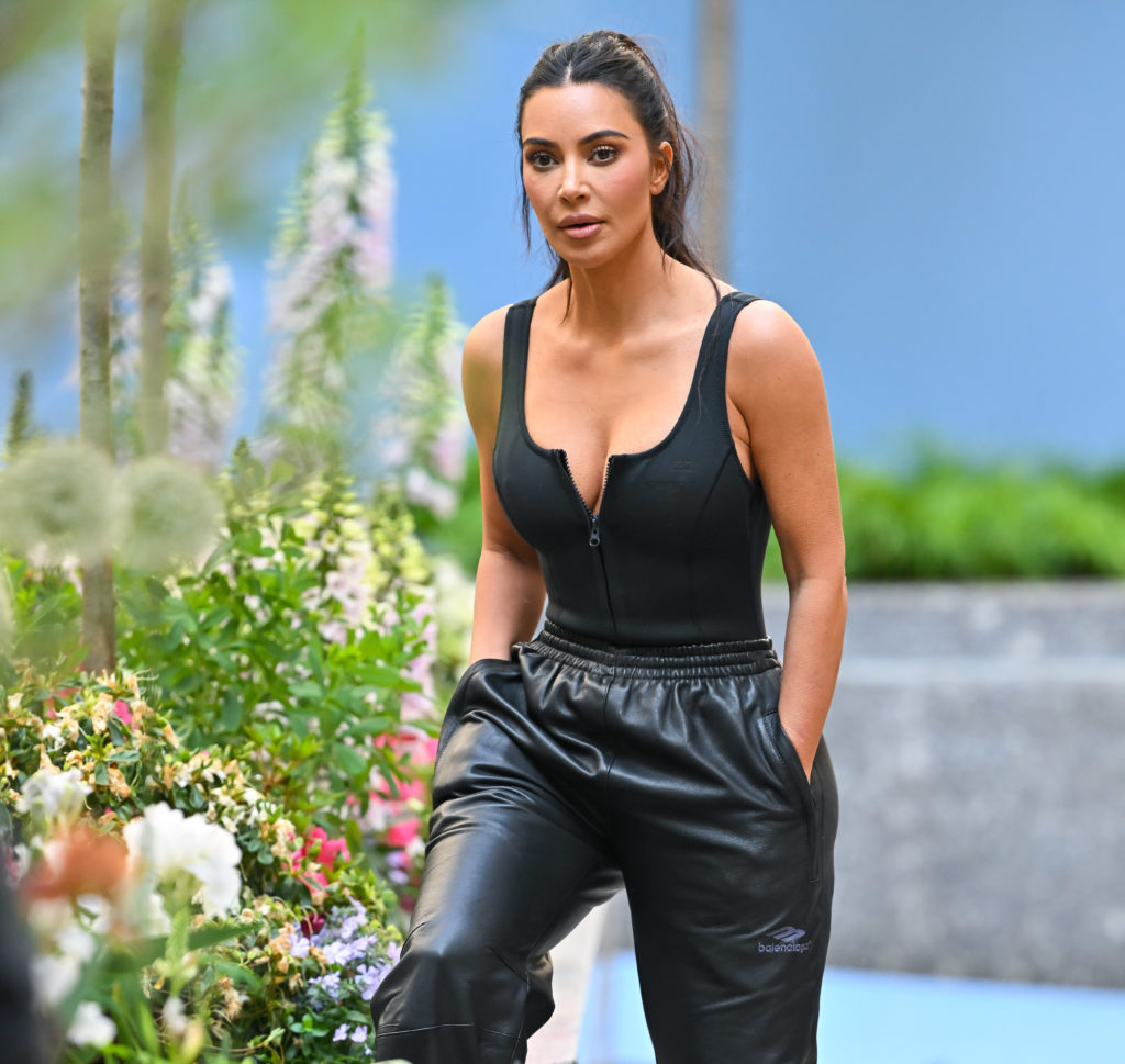 Kim Kardashian wears all black at her SKIMS pop up shop