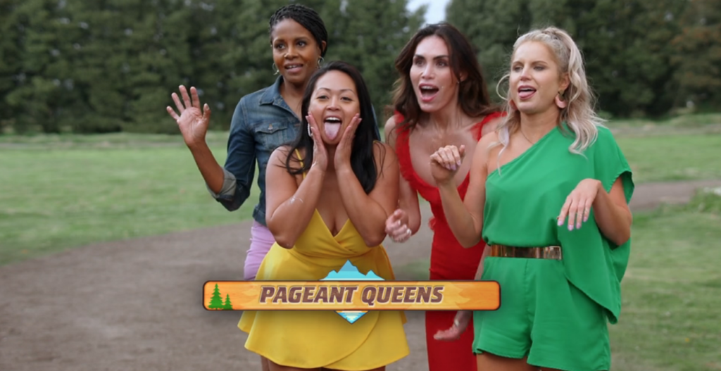 Four ladies who make up Team Pageant Queens stand together posing on Buddy Games